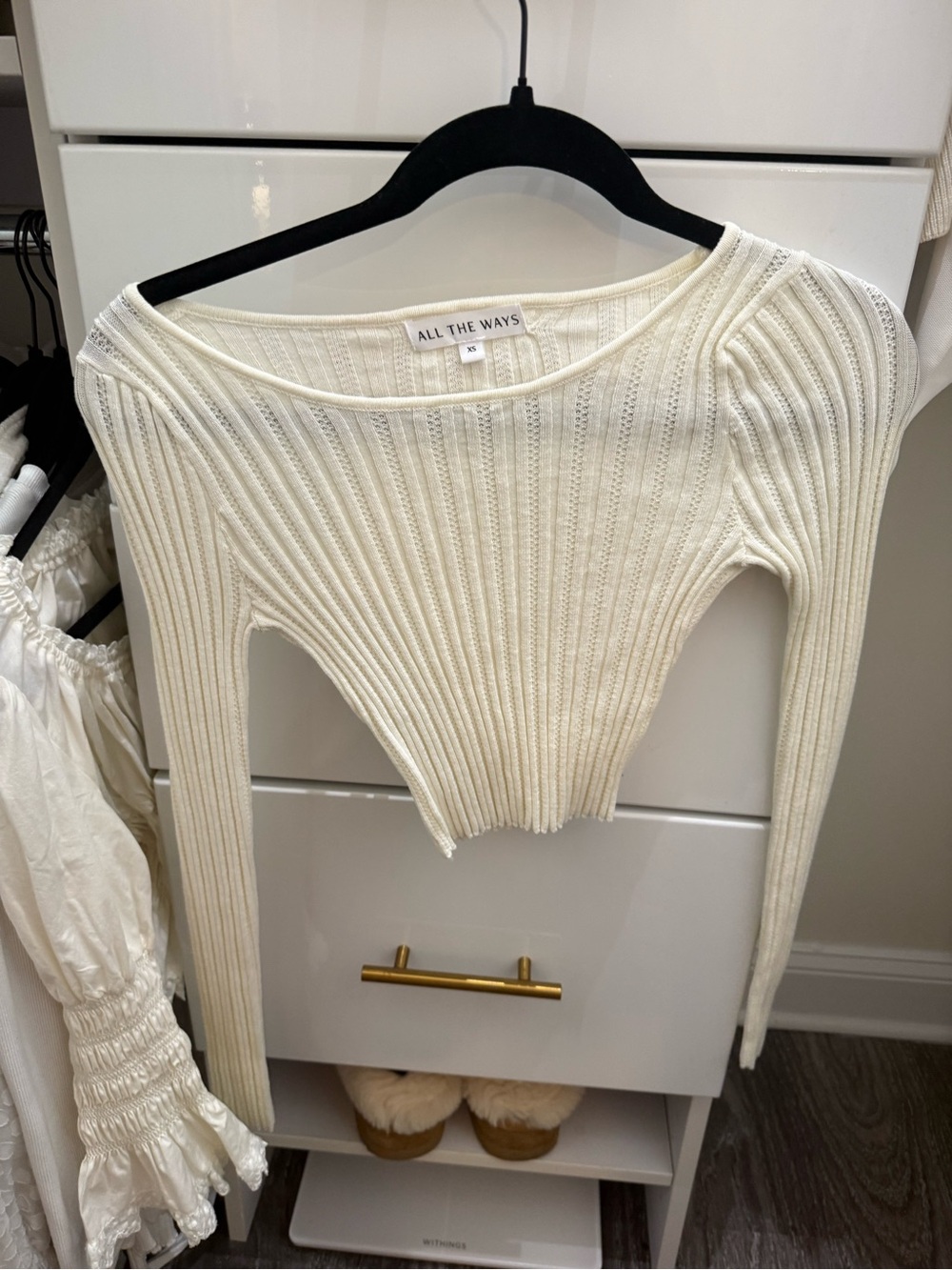 All The Ways Ribbed Cropped Boatneck Sweater - Ivory